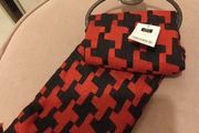 Pink and black houndstooth girls scarf