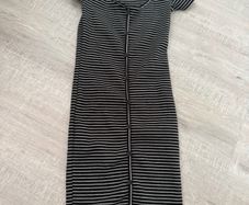 Bershka Black & White Striped Midi Dress