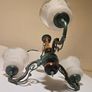 Vintage 3 Arm Ceiling Light  Chandelier  Glass Shades Image 3