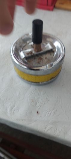 Vintage Roulette Push Ashtray: Metal Man Cave Decor,1960s 70s ,sold as seen ,see pictures for condition, used ,,abit of rust ,needs a clean