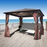 Gazebo with Curtain Brown Aluminium 300 x 300 cm Image 5