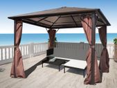 Gazebo with Curtain Brown Aluminium 300x300 cm