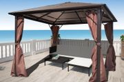 Gazebo with Curtain Brown Aluminium 300x300 cm