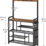 Coat Rack with Shoe Storage, 5 Tier Shoe Rack with Coat Rack, Shoe Storage Organizer with 9 Coat Hooks and 3 Oxford Fabric Side Pockets, Coat and Shoe Rack Hallway, Rustic Brown Image 4