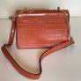 Elegant Croc Effect Crossbody Bag | Gold Chain Detail Image 2