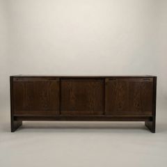 Skovby Dark Oak Low Sideboard, 1960s Danish Minimalist