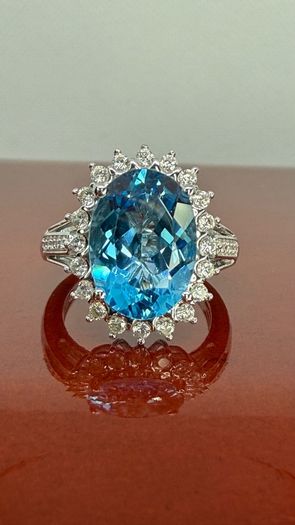 Topaz & White Zircon Statement Halo Ring