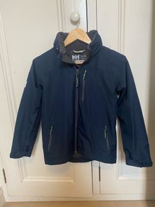 Boys Helly Hansen Crrew Navy Jacket with detachable Hood - Age 12 Years