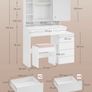 Dressing table with LED lighting and Padded stool  modern with drawers  cloud-white and stool Image 4