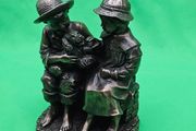 Genesis Fine Arts W1 Puppy Love Boy &amp; Girl Bronze Figurine Ornament