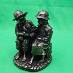 Genesis Fine Arts W1 Puppy Love Boy & Girl Bronze Figurine Ornament