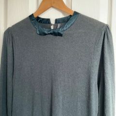 NAF NAF fine knit jumper dress in a rich dark green shade.
