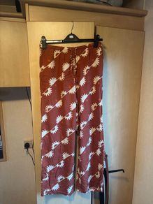 Primark White and Rust Floral Print Pants