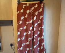 Primark White and Rust Floral Print Pants