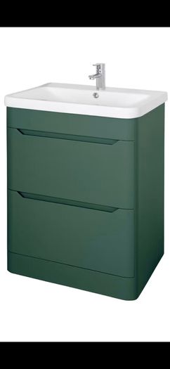 Eve 500 floor standing unit and basin Green/white/navy