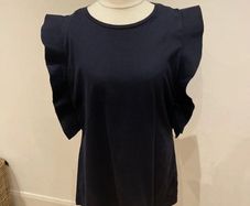 Cos navy fancy sleeve top size 10