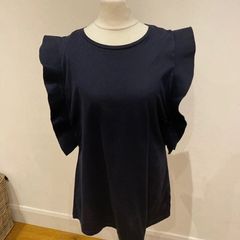Cos navy fancy sleeve top size 10