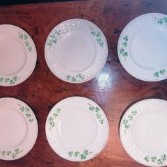 Antique Belleek Shamrock Ware Plates