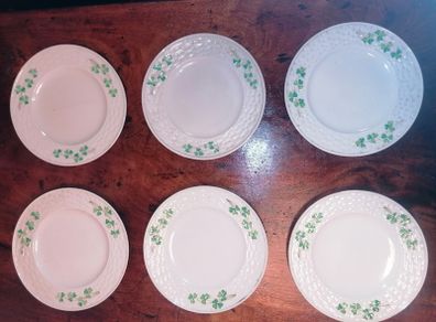 Antique Belleek Shamrock Ware Plates