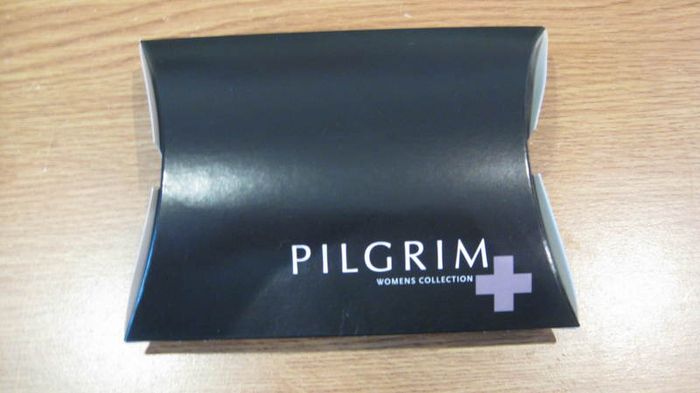 Gift set:Pilgrim Gold plated necklace and earring set with plum/lilac precious stone design pendants