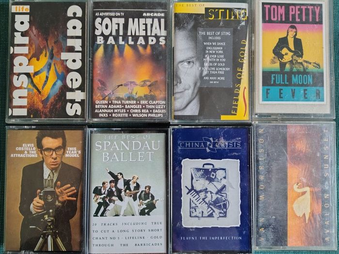 Lot of 9 x Music Cassette Tapes. Tom Petty, Elvis Costello, China Crisis etc VG+