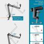 Microphone Stand Mic Arm Micro Boom Arm with 3/8" to 5/8" Screw Adapter, Mic Clip Holder, for HyperX QuadCast, Blue Snowball, Blue Snowball ICE, Blue Yeti, Blue Yeti X, Blue Yeti Pro (FREE POSTAGE) Image 2