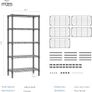 5 Tier Shelf Metal Storage Shelves Shelving Wire Rack Heavy Duty Closet Organizers for Garage Kitchen Bathroom Laundry Black 35 x 75 x 151.1 cm Image 2
