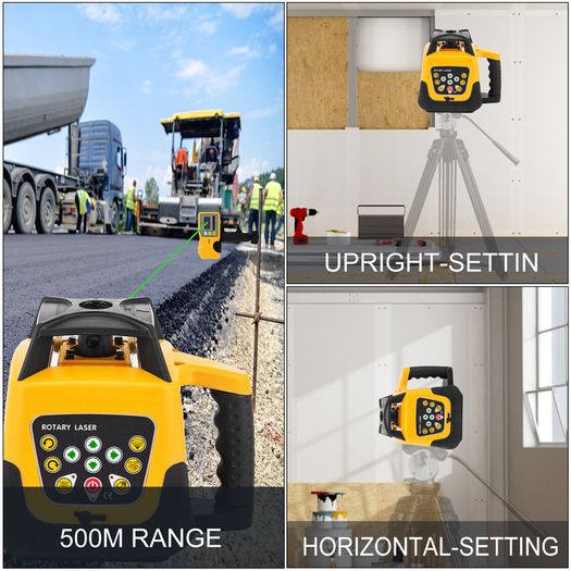 Self-Leveling 500m Vertical Horizontal Scanning Measurement Construction Tool Tripod and Staff Kit, fit for Auto Levels Rotary Laser Level