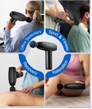 Massage Gun Deep Tissue Quiet Professional Handheld 30 Speeds Muscle Gun,6 Heads