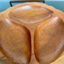 Vintage Mid Century Modern Teak Partitioned Snack Dish Serving Tray Image 5
