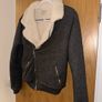 Abercrombie and Fitch Grey Jacket with Cream Sherpa Inside Womans Size Medium Image 2