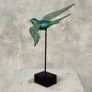 Flying Swallow - Patinated Bronze, Metal Stand Image 4
