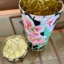 Vintage Metal Ware St Michaels Shortbread Tin Cannister Pink Stargazer Lilies Lid Nice Image 10