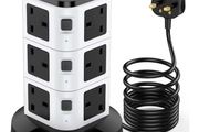 Acodot 12 Way Multi Plug 1.8m Extension Cable, 3 USB Slots, Surge Protection Extension Lead with Night Light for Home, Office