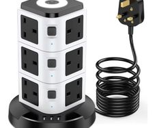 Acodot 12 Way Multi Plug 1.8m Extension Cable, 3 USB Slots, Surge Protection Extension Lead with Night Light for Home, Office
