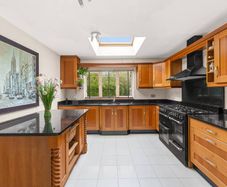 solid wood and granite kitchen & island
