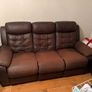 3 Seater Brown Leather Suede Recliner Sofa Image 2