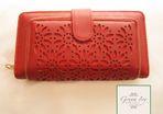 Large Fashion Red Purse Multi compartments with flowers design