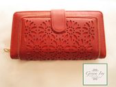 Large Fashion Red Purse Multi compartments with flowers design