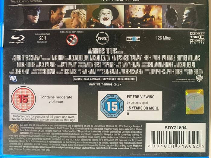Batman (Tim Burton Film) [1989] Jack Nicholson, Michael Keaton, Kim Basinger, Robert Wuhl & Jack Palance [Blu-ray Movie] Academy Award Winner