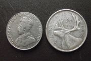 Canada 2 Coins: 5 Cents (1929) &amp; 25 Cents (1962)
