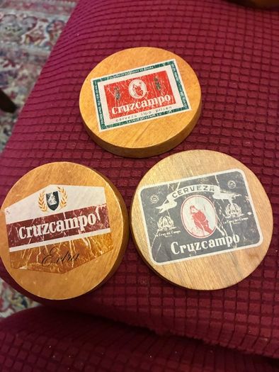 Vintage Cruzcampo Timber Barrel Coaster Box