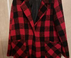 Ladies black and red check coat