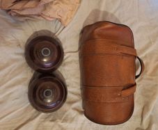 Vintage Thomas Taylor of Glasgow lawn bowls in original leather case