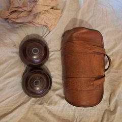 Vintage Thomas Taylor of Glasgow lawn bowls in original leather case