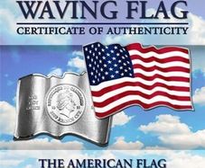 2023 Cameroon 1 Oz Silver Colored Shaped Coin Waving American Flag. Prooflike