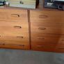 Pristine Mid Century Teak Bedroom Set Headboard and 8 Drawer Dresser Image 2
