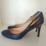 L.K. Bennett Navy Leather Court Heels Image 4