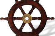 Ships Steering Wheel  32 cm Wood &amp; Brass Antique Style
