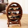 Wine Rack Barrel 12 Bottles Acacia Solid Wood Rustic 90 x 50 x 30 cm Standing Cellar Kitchen Living Room Bar Wine Barrel Bottle Rack Wine Stand Shelf Image 4